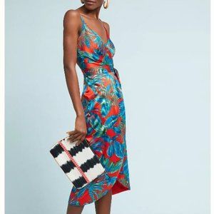 NICOLE MILLER | Electric Floral Wrap Dress | Red & Blue